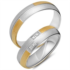 🦚 Trauringe 333er Gelb- Weissgold 4 Diamanten
