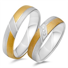 🦚 Eheringe 750er Gelb- Weissgold 3 Diamanten