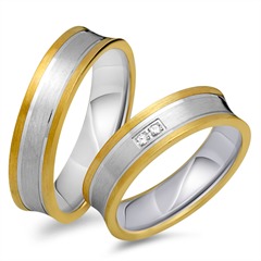 🦚 Eheringe 750er Gelb- Weissgold 2 Diamanten