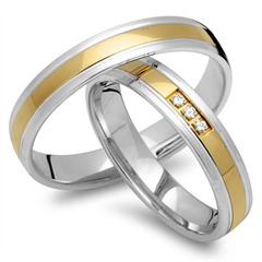 🦚 Eheringe 333er Gelb- Weissgold 3 Brillanten