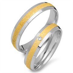 🦚 Trauringe 585er Gelb- Weissgold mit Diamant