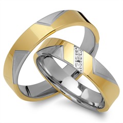 🦚 Eheringe 750er Gelb- Weissgold 3 Diamanten