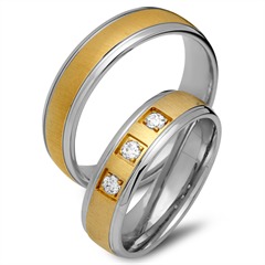 🦚 Trauringe 750er Gelb- Weissgold 3 Brillanten