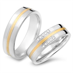 🦚 Eheringe 585er Gelb- Weissgold 10 Diamanten