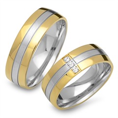 🦚 Trauringe 585er Gelb- Weissgold 3 Brillanten