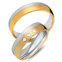 🦚 Trauringe 750er Gelb- Weissgold 3 Brillanten