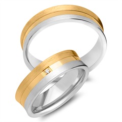 🦚 Eheringe 585er Gelb- Weissgold mit Brillant