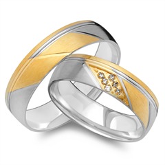 🦚 Eheringe 333er Gelb- Weissgold 6 Diamanten