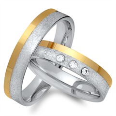 🦚 Eheringe 333er Gelb- Weissgold 3 Brillanten