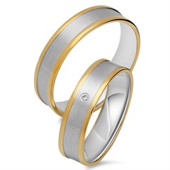 🦚 Trauringe 750er Gelb- Weissgold mit Diamant