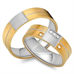 🦚 Eheringe 333er Gelb- Weissgold 5 Brillanten
