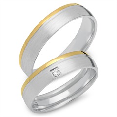 🦚 Eheringe 333er Gelb- Weissgold mit Diamant