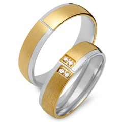 🦚 Eheringe 333er Gelb- Weissgold 4 Brillanten