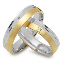 🦚 Eheringe 750er Gelb- Weissgold mit Brillant