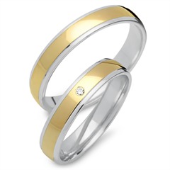 🦚 Eheringe 333er Gelb- Weissgold mit Diamant