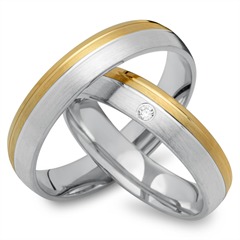 🦚 Eheringe 750er Gelb- Weissgold mit Brillant