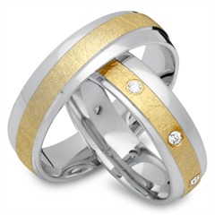 🦚 Trauringe 750er Gelb- Weissgold 8 Brillanten