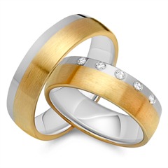 🦚 Eheringe 333er Gelb- Weissgold 5 Brillanten