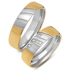 🦚 Trauringe 585er Gelb- Weissgold 5 Brillanten