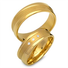 🦚 Trauringe 585er Gelbgold 3 Diamanten