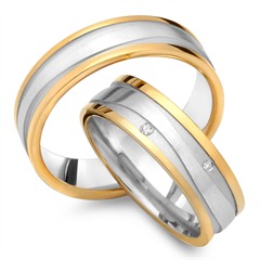 🦚 Eheringe 585er Gelb- Weissgold 6 Diamanten