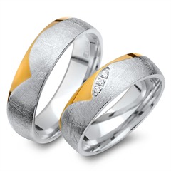 🦚 Trauringe 750er Gelb- Weissgold 3 Diamanten