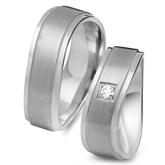 🦚 Trauringe 585er Weissgold mit Diamant