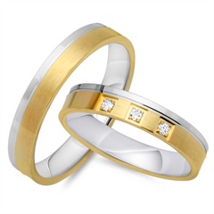 🦚 Eheringe 750er Gelb- Weissgold 3 Brillanten