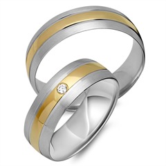 🦚 Eheringe 585er Gelb- Weissgold mit Brillant