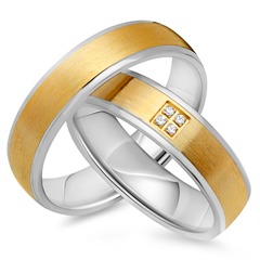 🦚 Eheringe 750er Gelb- Weissgold 4 Brillanten