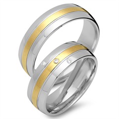 🦚 Trauringe 750er Gelb- Weissgold 3 Diamanten
