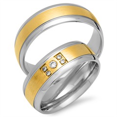 🦚 Trauringe 750er Gelb- Weissgold 5 Diamanten