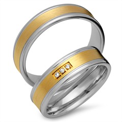 🦚 Eheringe 333er Gelb- Weissgold 3 Diamanten