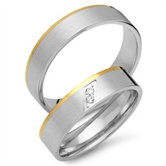 🦚 Eheringe 750er Gelb- Weissgold 2 Brillanten