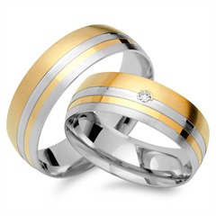 🦚 Eheringe 333er Gelb- Weissgold mit Brillant