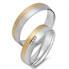 🦚 Eheringe 750er Gelb- Weissgold 3 Diamanten