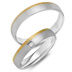 🦚 Trauringe 750er Gelb- Weissgold mit Brillant