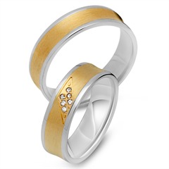 🦚 Trauringe 750er Gelb- Weissgold 6 Brillanten