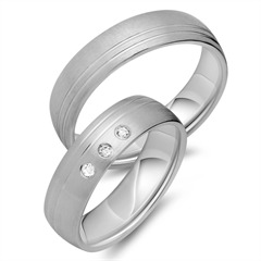 🦚 Eheringe 585er Weissgold 3 Diamanten