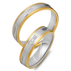🦚 Eheringe 750er Gelb- Weissgold 3 Brillanten