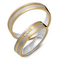 🦚 Eheringe 585er Gelb- Weissgold 3 Diamanten