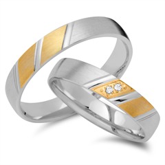 🦚 Eheringe 750er Gelb- Weissgold 2 Diamanten