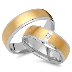 🦚 Eheringe 750er Gelb- Weissgold mit Diamant