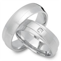 🦚 Trauringe 333er Weissgold mit Diamant