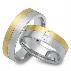 🦚 Eheringe 585er Gelb- Weissgold 2 Diamanten