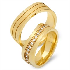 🦚 Trauringe 333er Gelbgold 34 Diamanten