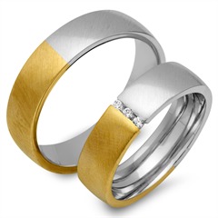 🦚 Trauringe 333er Gelb- Weissgold 3 Diamanten