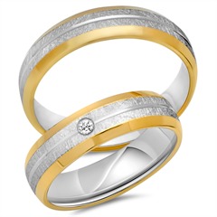 🦚 Eheringe 333er Gelb- Weissgold mit Brillant