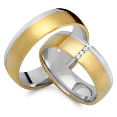 🦚 Eheringe 585er Gelb- Weissgold 4 Diamanten