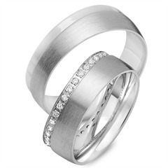 🦚 Trauringe 585er Weissgold 34 Diamanten